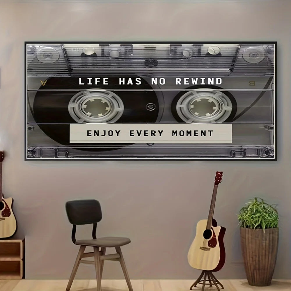 frameless retro cassette tape canvas with stripe pattern