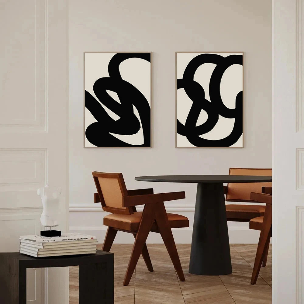 beige and black minimal line abstract boho canvas