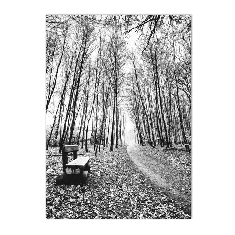 black and white coastal bridge boat palm sea waves nordic canvas