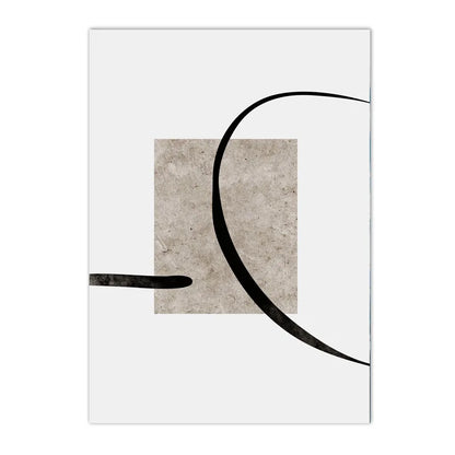 minimalist beige and black color block abstract line canvas