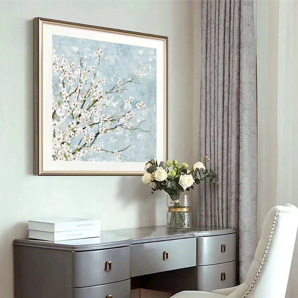 two-panel cherry blossom Nordic floral canvas wall art