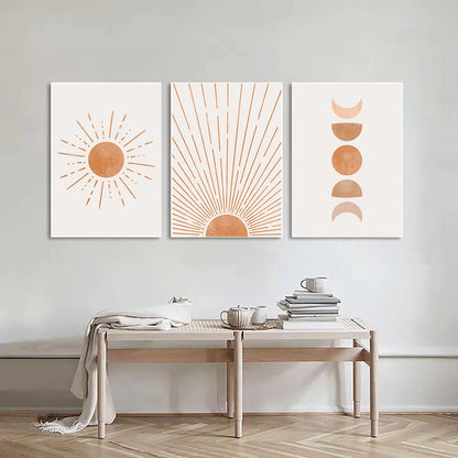 boho mid century abstract sun and moon nordic canvas