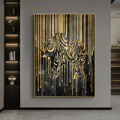 Abstract Gold Line Animals Canvas