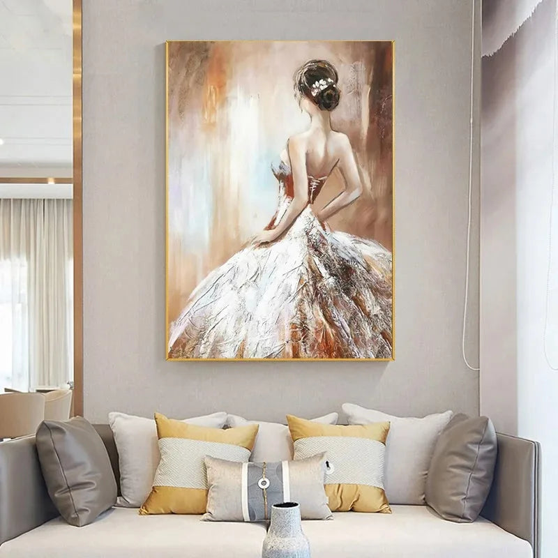 French vintage maiden with flowers portrait canvas wall art