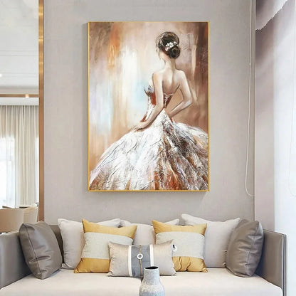 French vintage maiden with flowers portrait canvas wall art