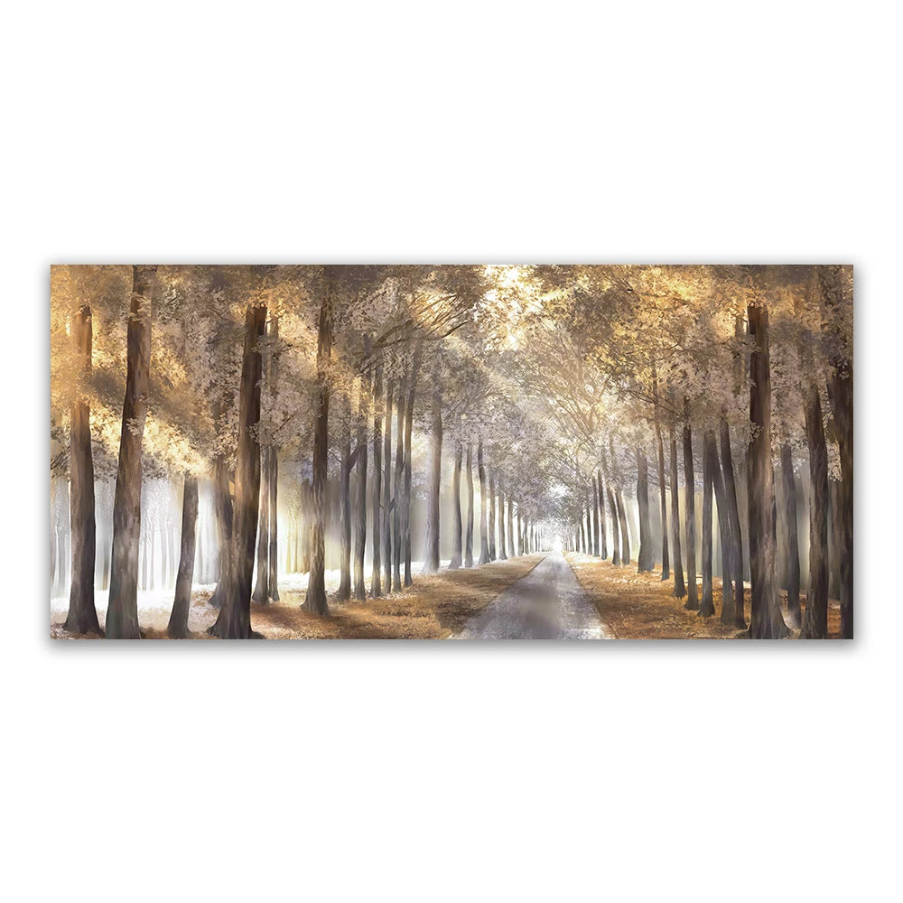 Abstract blue trees with butterfly Nordic canvas wall art