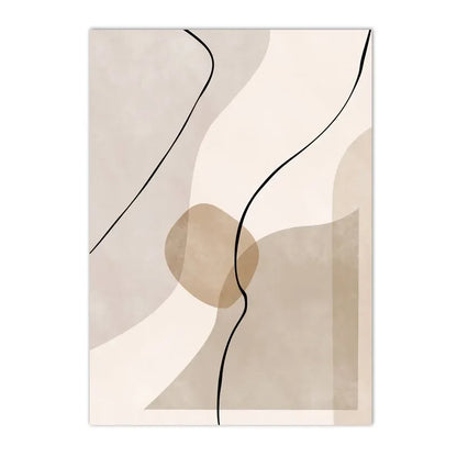 abstract beige geometric line art canvas wall art
