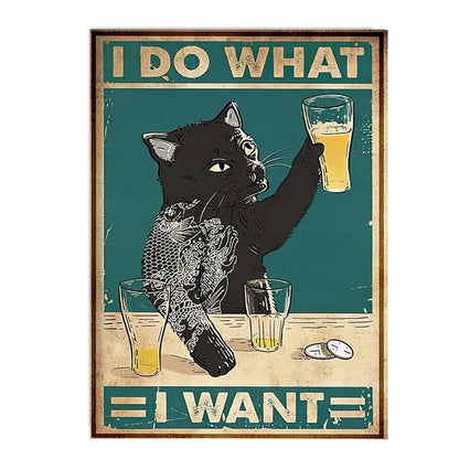 funny black cat are you pooping bathroom canvas sign