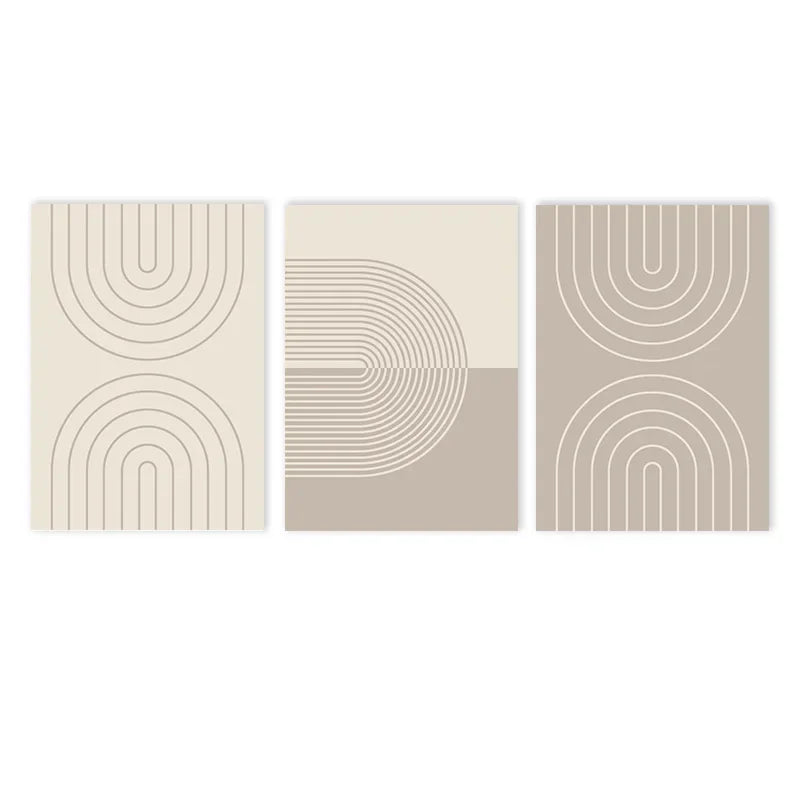 minimalist beige abstract line art canvas wall print