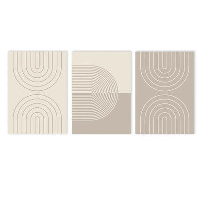 minimalist beige abstract line art canvas wall print
