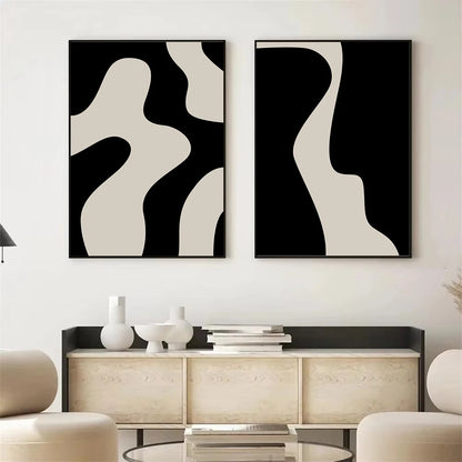 minimalist black and white abstract Nordic canvas