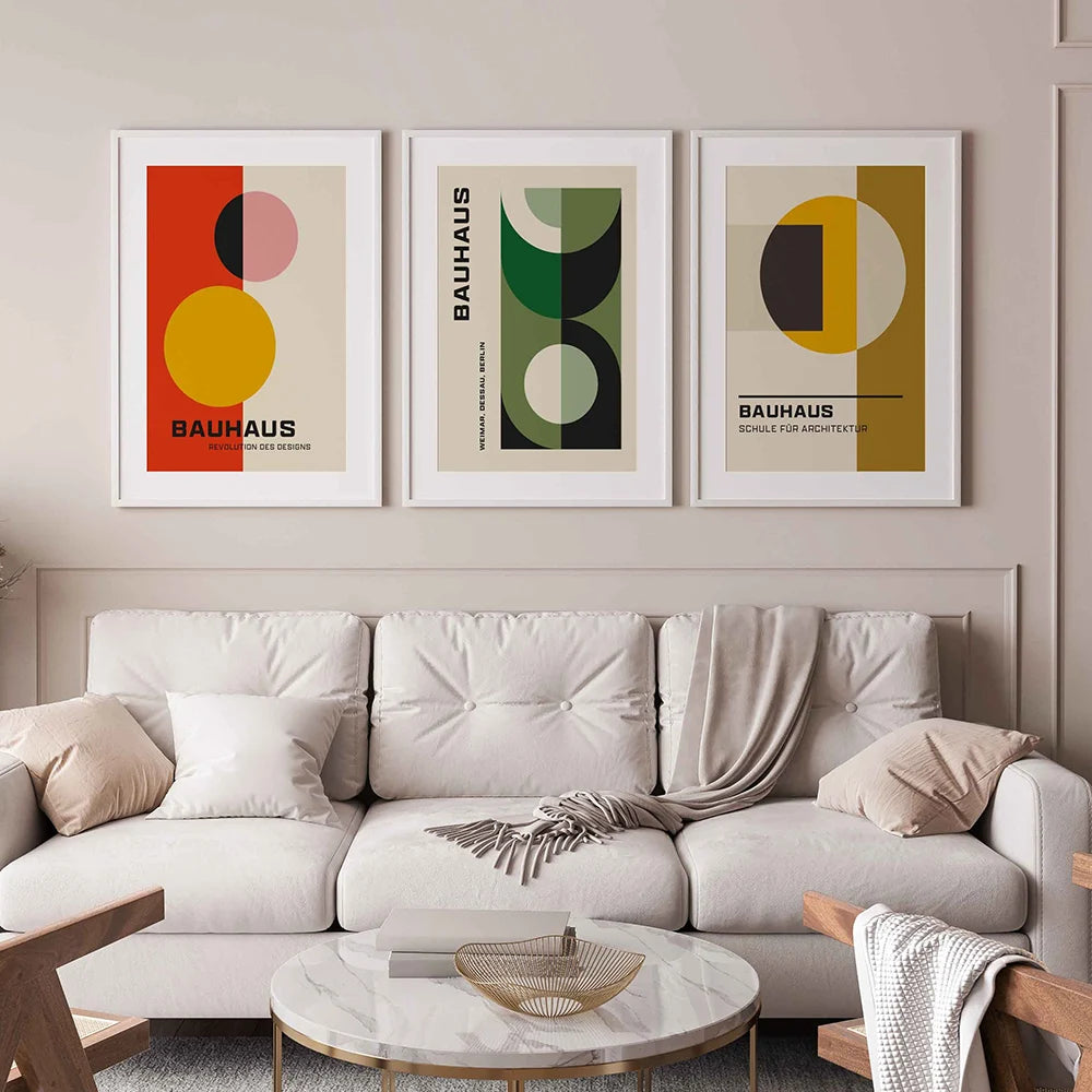 colorful bauhaus geometric nordic style canvas wall art