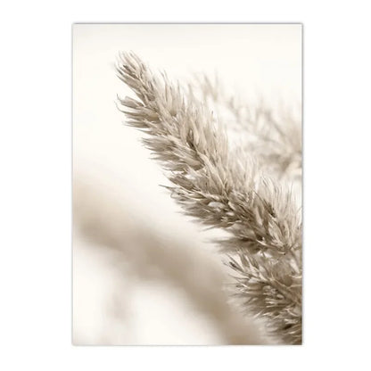 minimalist beige canvas with reed grass and flowers nordic style