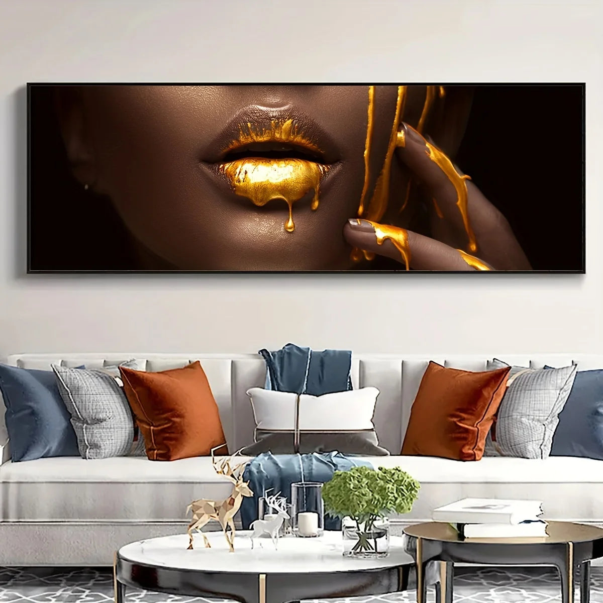 luxury pop art lips with fashion woman canvas wall art