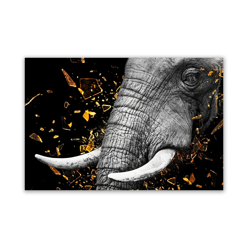 Modern Black Lion & Safari Animals Canvas