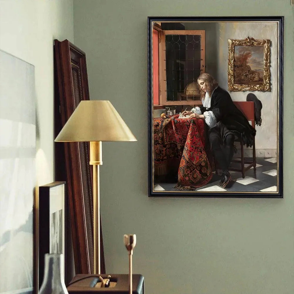 renaissance-style figures with architectural motifs vintage canvas wall art