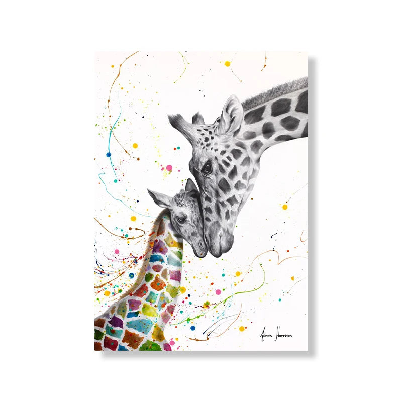 graffiti style giraffe with love lettering pop art canvas