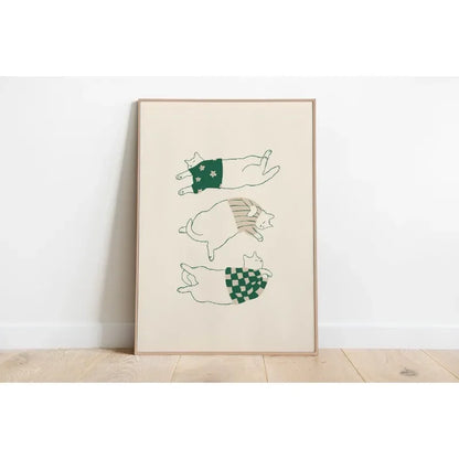 minimal abstract cartoon cat illustration canvas