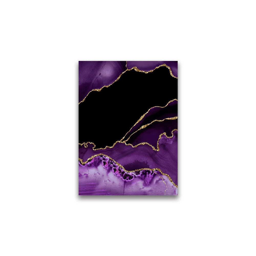 Black, Purple & Gold Abstract Canvas Print