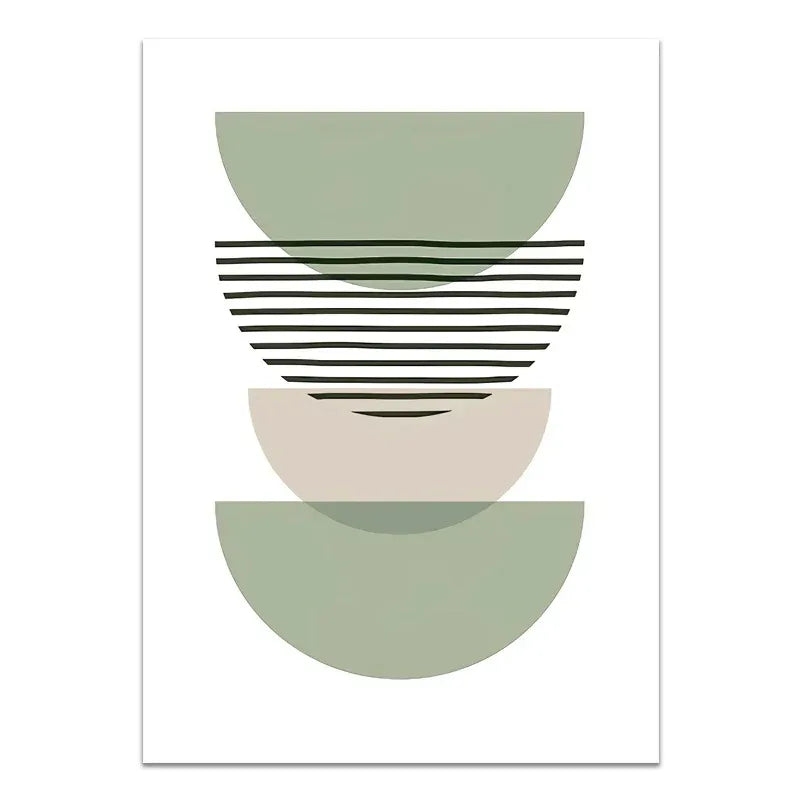 Abstract Bohemian Green Line Leaves Canvas