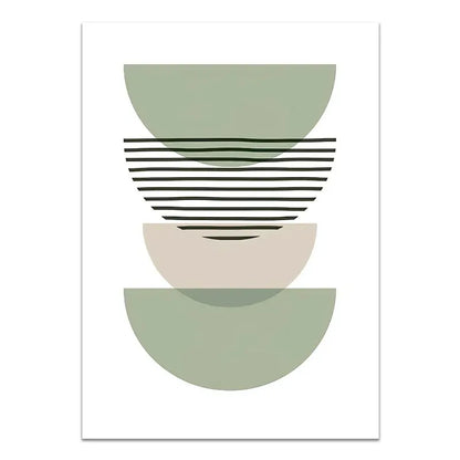Abstract Bohemian Green Line Leaves Canvas