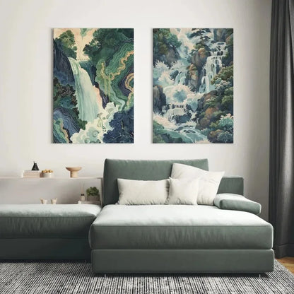 Hokusai Ukiyo-e Waterfall Canvas