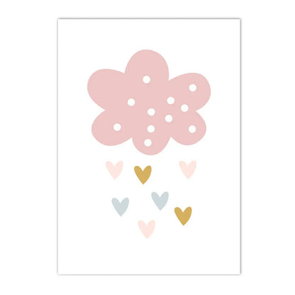 pink rainbow cloud nursery canvas with custom baby name