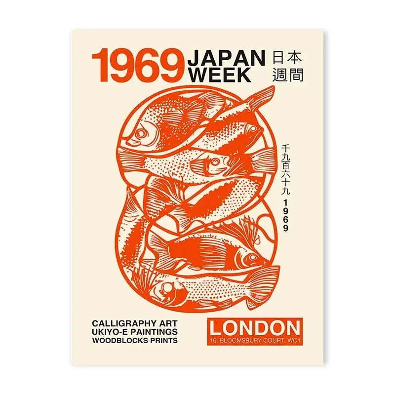 Japanese Orange Fish Exhibition Canvas Print