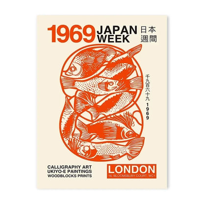 Japanese Orange Fish Exhibition Canvas Print