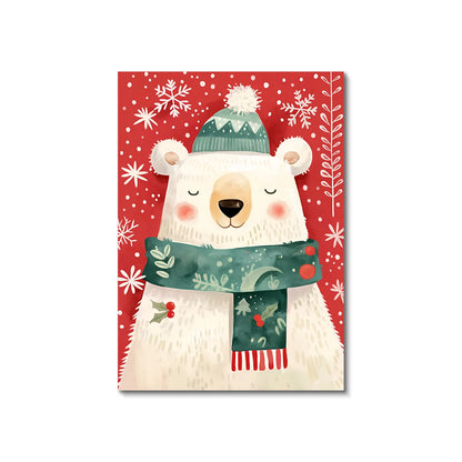 Christmas canvas with polar bear, Santa and snowman
