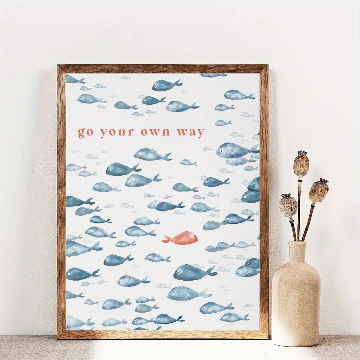 frameless nautical fish pattern canvas with go your own way quote