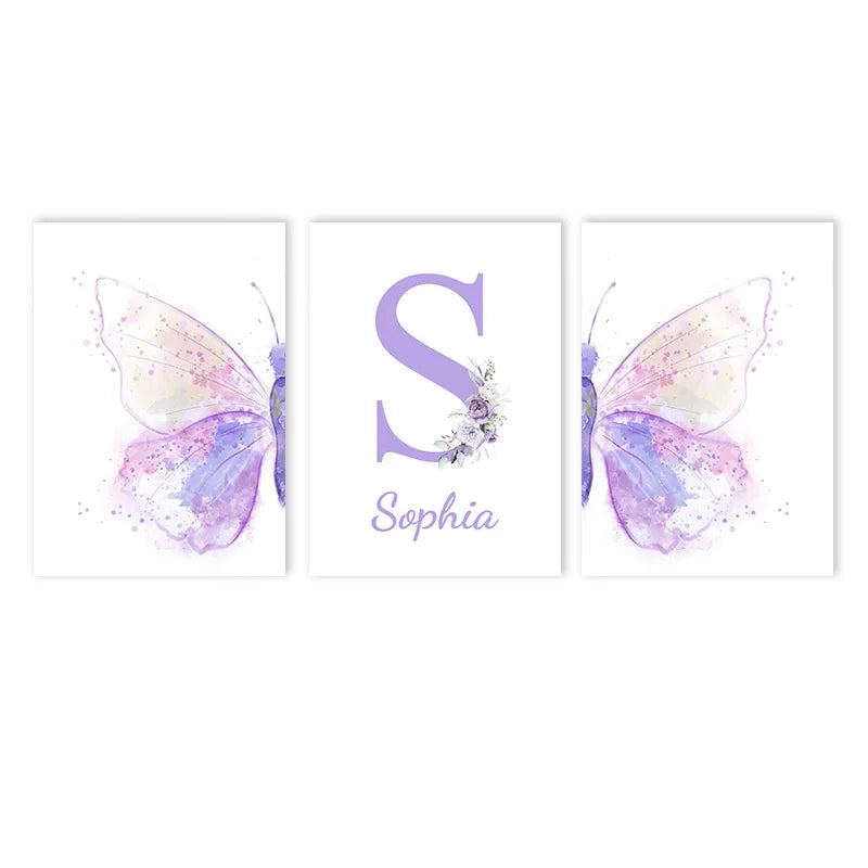 Personalized Purple Butterfly Canvas Print