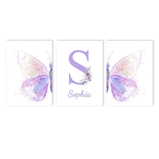 Personalized Purple Butterfly Canvas Print