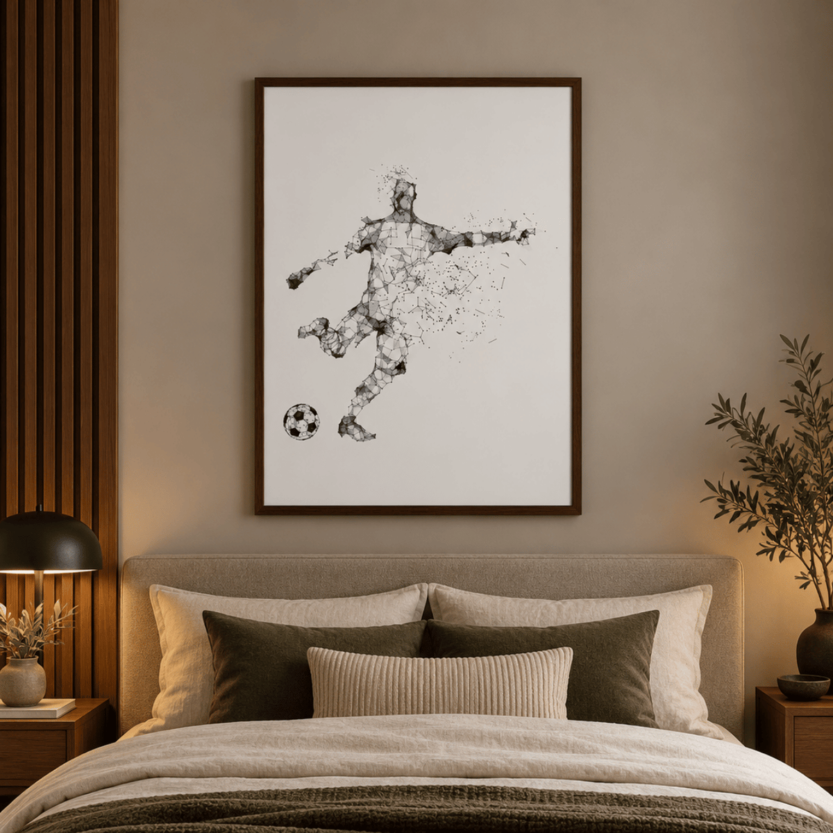 Striker In Motion Football Canvas Print