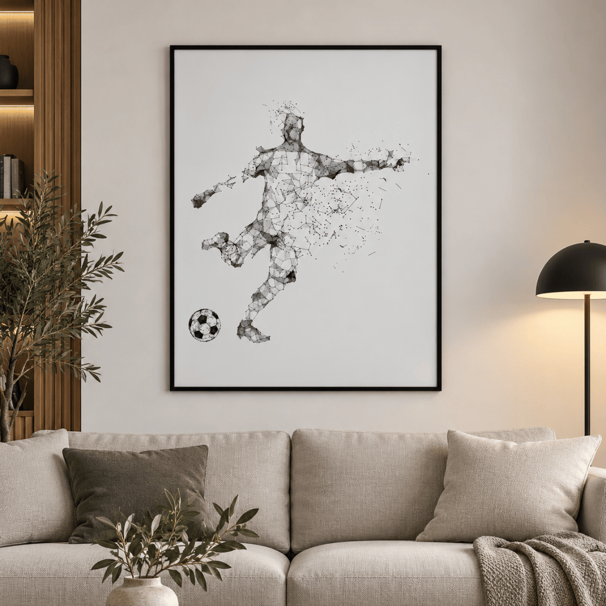 Striker In Motion Football Canvas Print