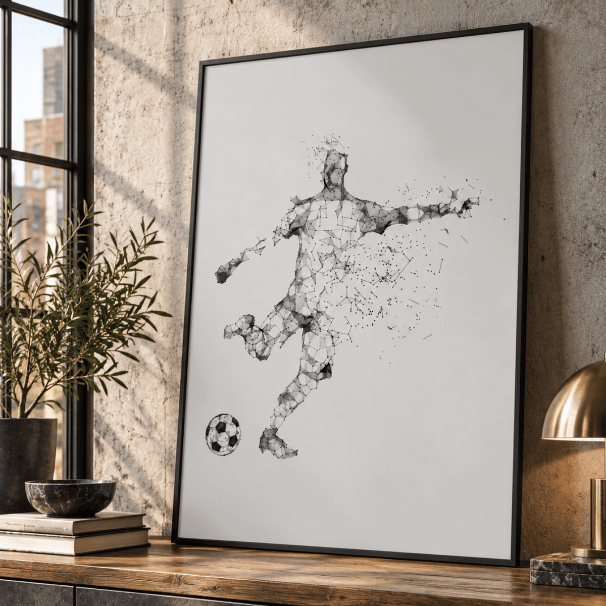 Striker In Motion Football Canvas Print