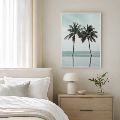 Minimalist Tropical Palm Tree Ocean Canvas Print