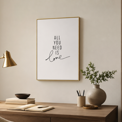 All You Need Is Love Minimalist Canvas Print