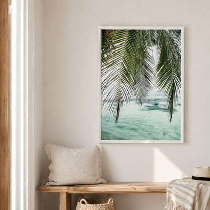 Tropical Palm Leaves Ocean Canvas Print