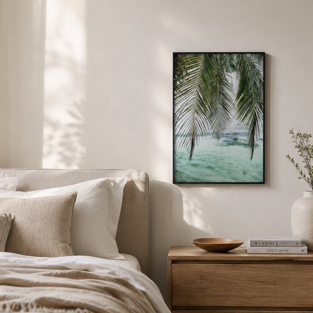 Tropical Palm Leaves Ocean Canvas Print