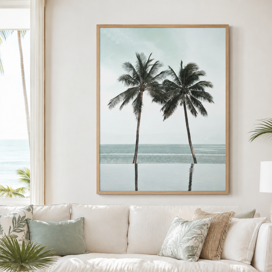 Minimalist Tropical Palm Tree Ocean Canvas Print