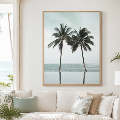 Minimalist Tropical Palm Tree Ocean Canvas Print