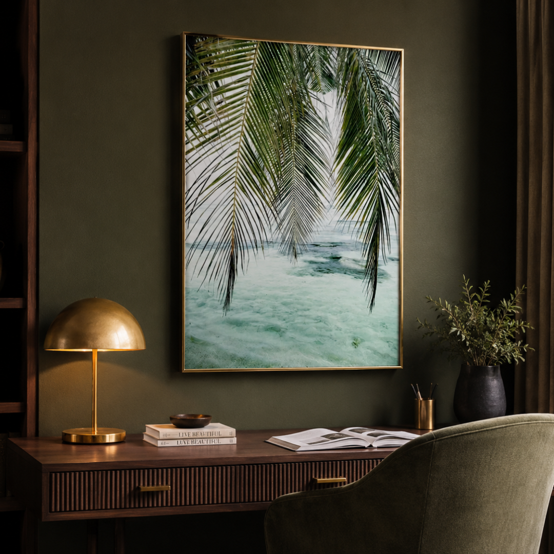 Tropical Palm Leaves Ocean Canvas Print