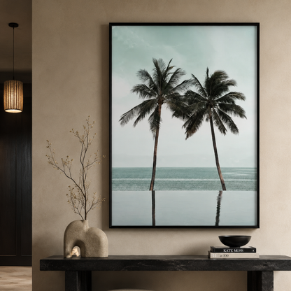 Minimalist Tropical Palm Tree Ocean Canvas Print