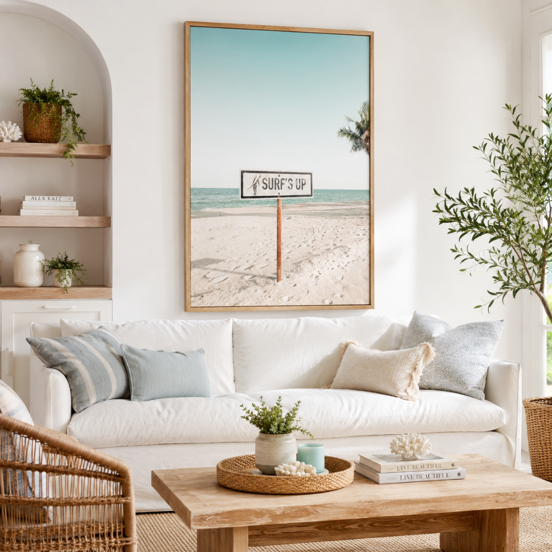 Surf’s Up Beach Sign Coastal Canvas Print