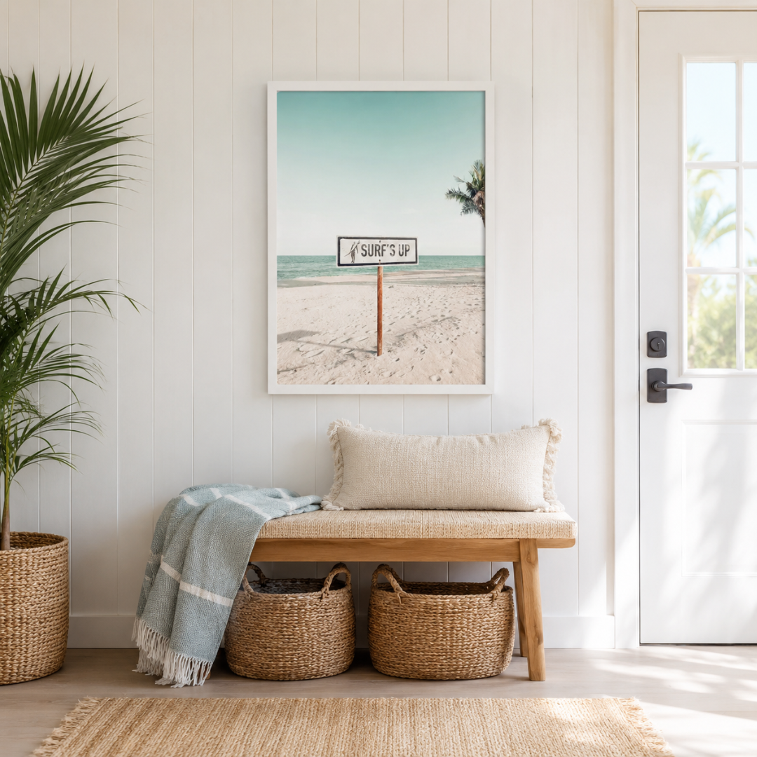 Surf’s Up Beach Sign Coastal Canvas Print