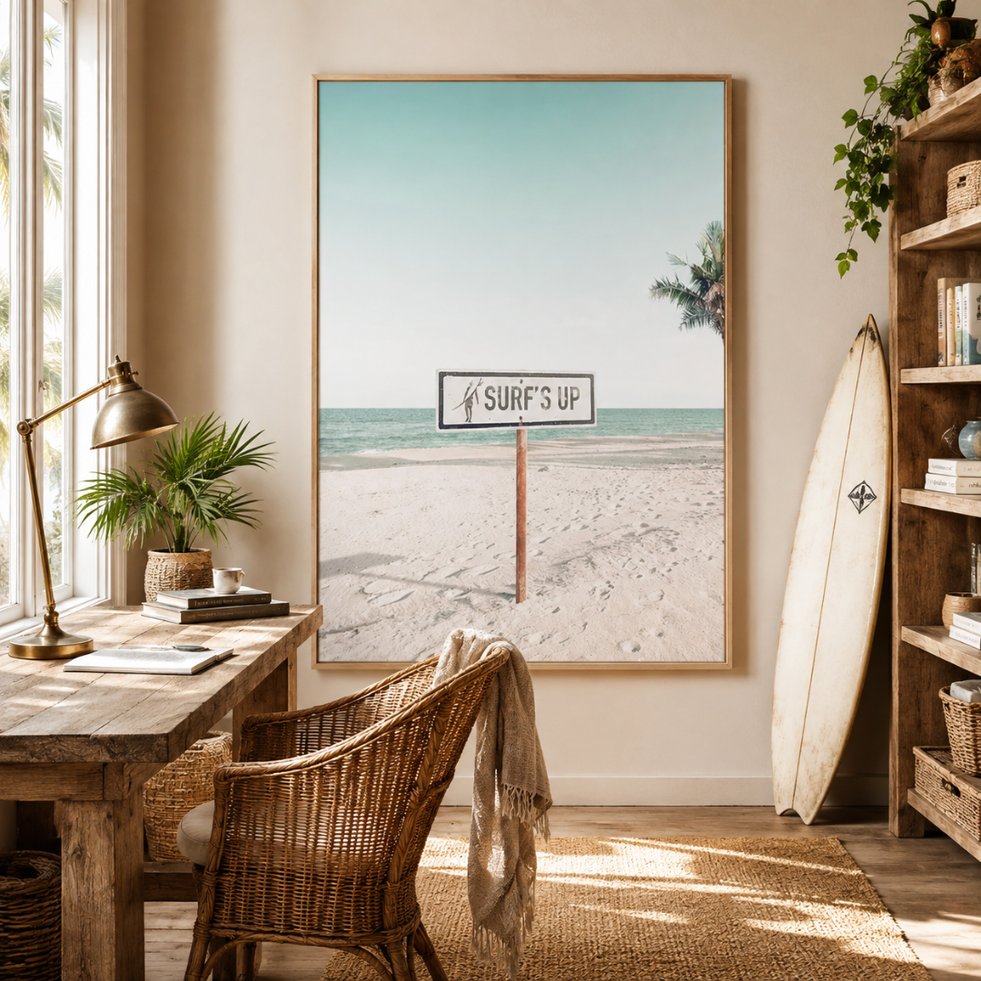 Surf’s Up Beach Sign Coastal Canvas Print