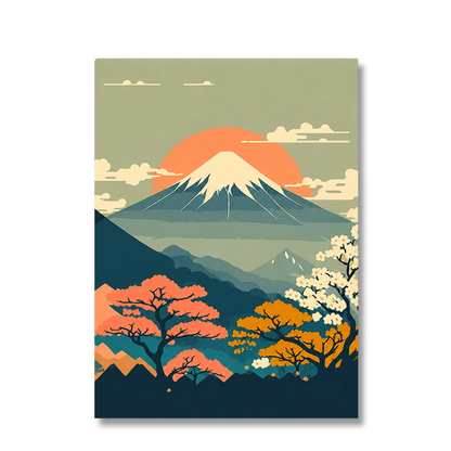 Japanese Mount Fuji Sunset Blossom Canvas Print