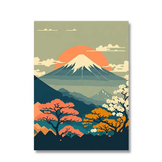 Japanese Mount Fuji Sunset Blossom Canvas Print