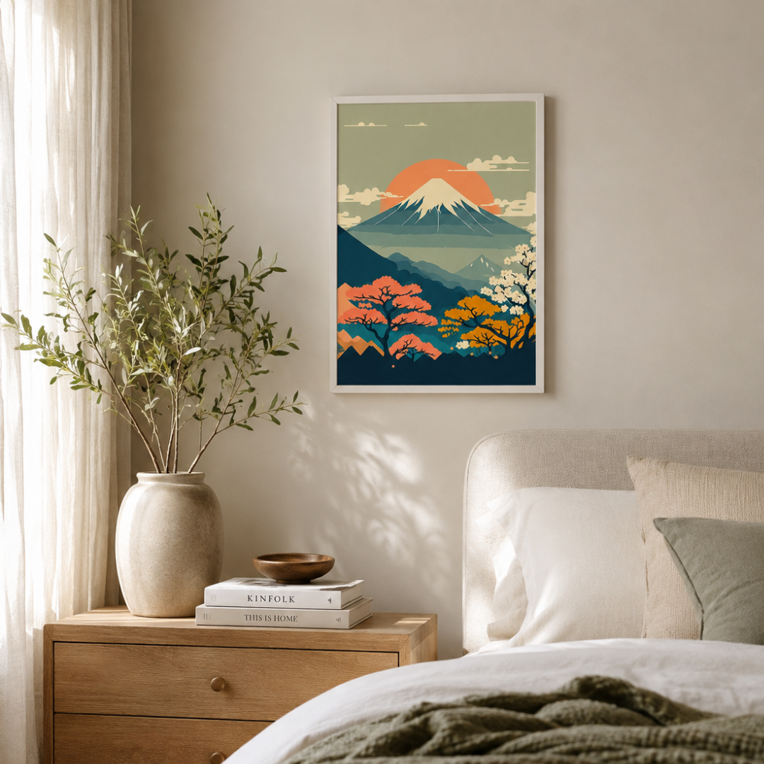 Japanese Mount Fuji Sunset Blossom Canvas Print